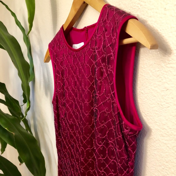 Escada Fuscia Embroidered Silk Dress - Picture 5 of 8